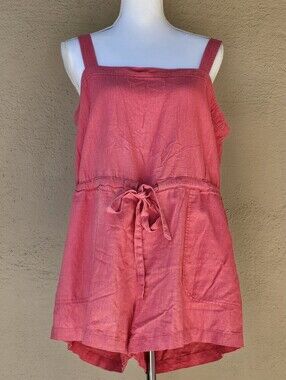 GAP Linen Blend Coral Romper Sz 14 P